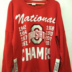 PINK Ohio State Champs Red Side Zip Sweat Shirt